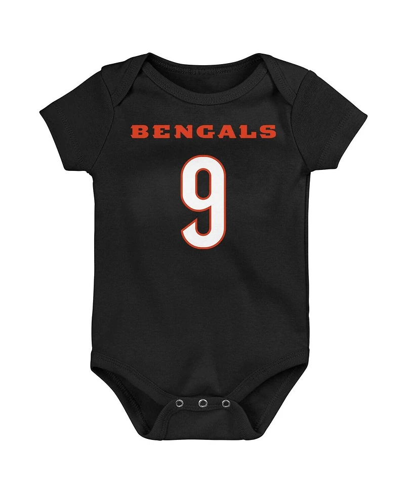 Baby Boys and Girls Joe Burrow Black Cincinnati Bengals Mainliner Player Name and Number Bodysuit