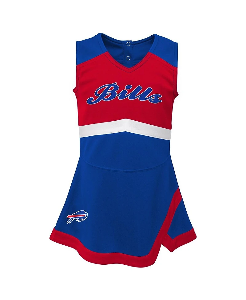 Girls Toddler Royal Buffalo Bills Cheer Captain Dress with Bloomers