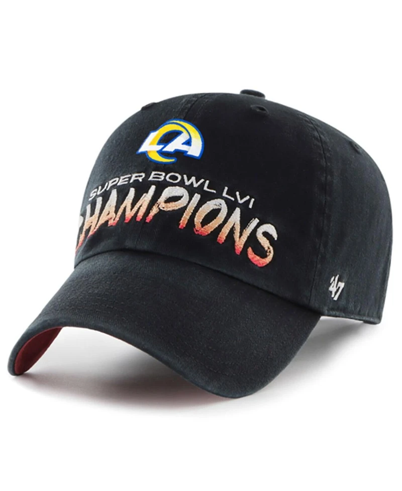 Men's '47 Brand Black Los Angeles Rams Super Bowl Lvi Champions Sunset Clean Up Adjustable Hat