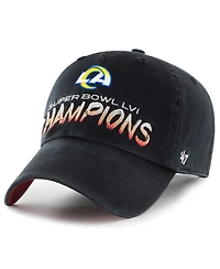 Men's '47 Brand Black Los Angeles Rams Super Bowl Lvi Champions Sunset Clean Up Adjustable Hat