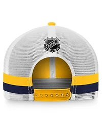 Men's Fanatics Gold, White Nashville Predators Fundamental Striped Trucker Adjustable Hat