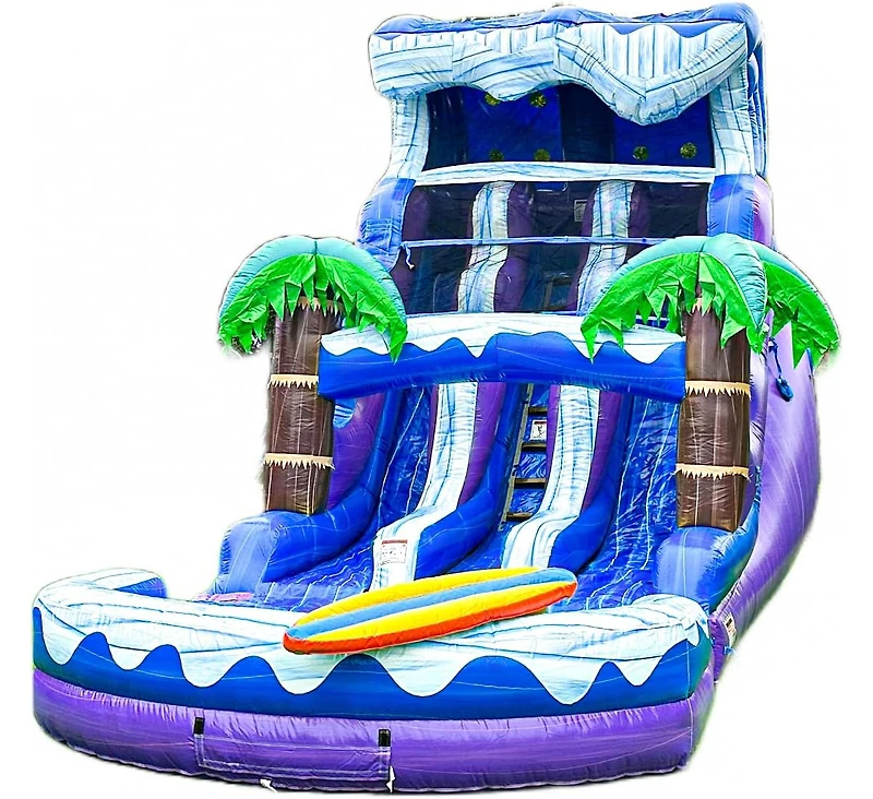 Xjump 17 Surf Beach Tall Inflatable Water Slide with Splash Pool and Dual Lane, Tall Seating Height, Commercial Grade, Outdoor Backyard, Summer Fun, W