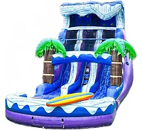 Xjump 17 Surf Beach Tall Inflatable Water Slide with Splash Pool and Dual Lane, Tall Seating Height, Commercial Grade, Outdoor Backyard, Summer Fun, W