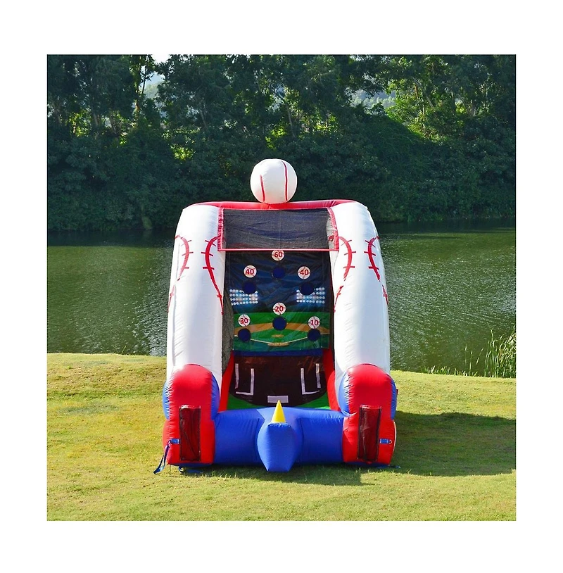 JumpOrange Inflatable Baseball Game (with Blower, Bat, and Balls), Kids and Adults, Commercial Grade, Rental Game, Hoop Shot Target, Toss Game, Outdoo