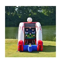 JumpOrange Inflatable Baseball Game (with Blower, Bat, and Balls), Kids and Adults, Commercial Grade, Rental Game, Hoop Shot Target, Toss Game, Outdoo