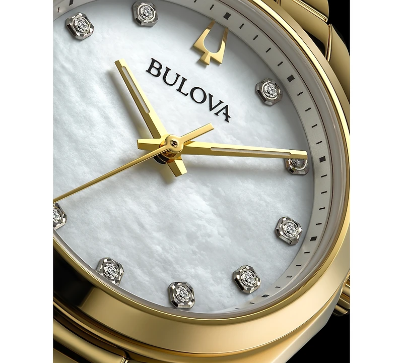 Bulova Women's Surveyor Diamond (1/20 ct. t.w.) Gold-Tone Stainless Steel Bracelet Watch 31mm