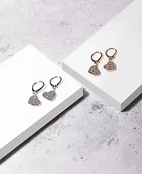 Dkny Crystal Heart Drop Lever Back Earrings
