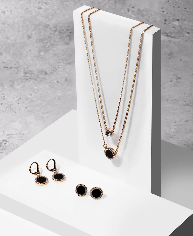 Dkny Pave & Stone Small Drop Earrings
