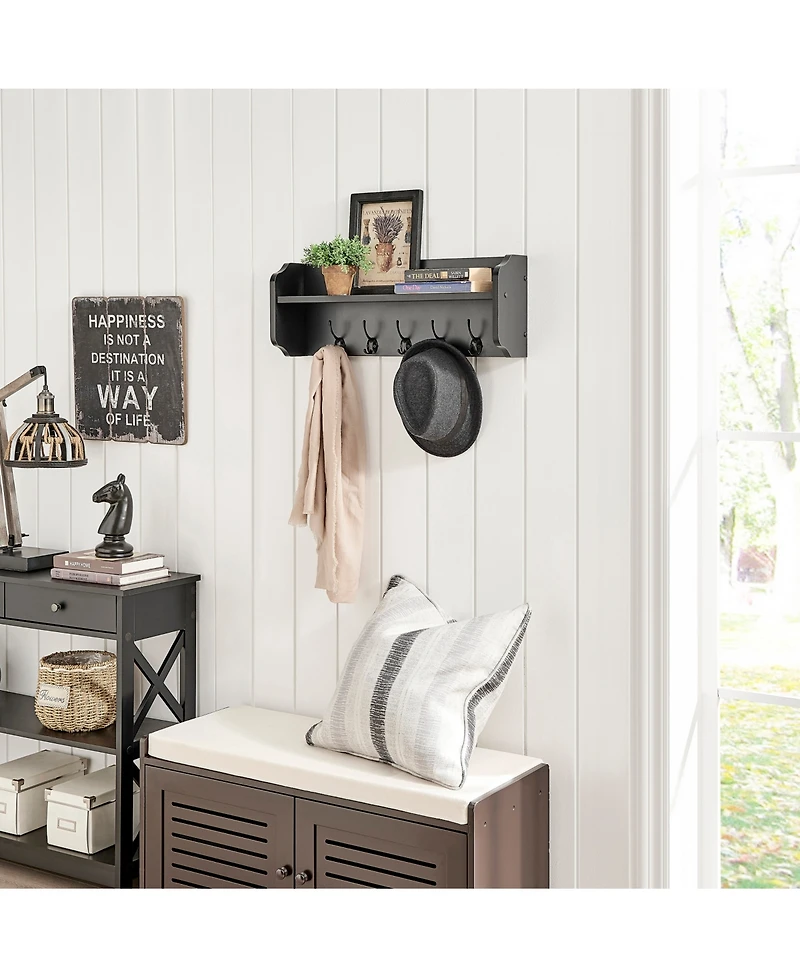 Danya B Entryway Floating Utility Wall Shelf with Hooks
