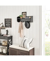 Danya B Entryway Floating Utility Wall Shelf with Hooks