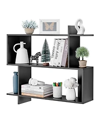 Danya B Manasa Floating Geometric Kilter Two-Tier Wall Shelf