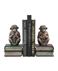 Danya B Monkeys on Books Polyresin Antique-Like Patina Finish Bookend, Set of 2