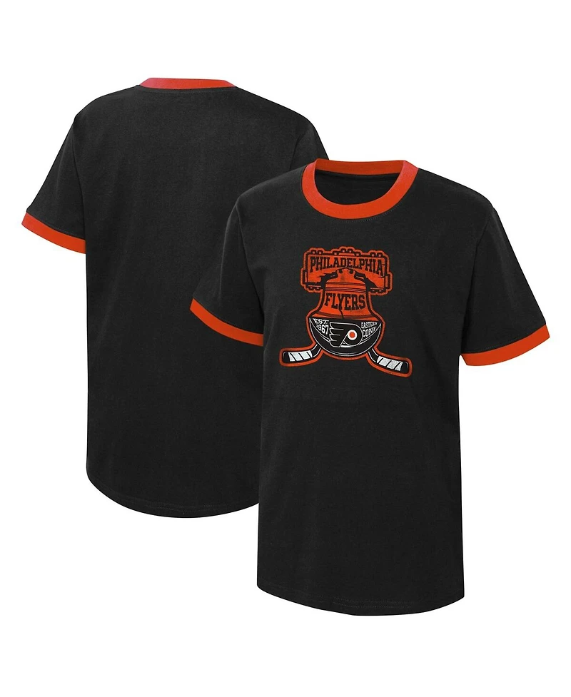 Big Boys Black Distressed Philadelphia Flyers Ice City T-shirt