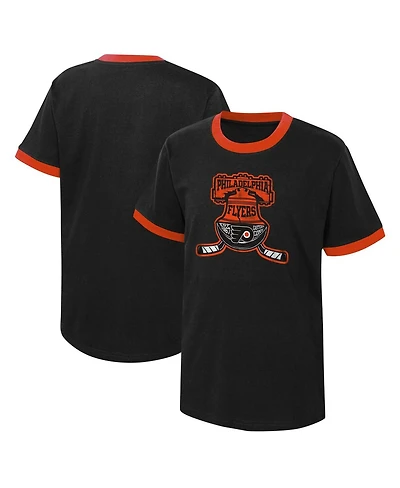 Big Boys Black Distressed Philadelphia Flyers Ice City T-shirt