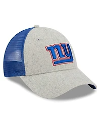 Men's New Era Heather Gray, Royal New York Giants Pop Trucker 9FORTY Adjustable Hat