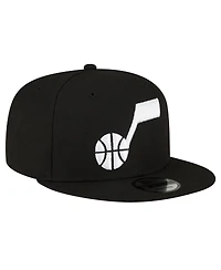 Men's New Era Utah Jazz Black and White 9FIFTY Snapback Hat