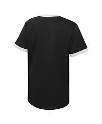 Big Boys Black Distressed Brooklyn Nets Hoop City Hometown Ringer T-shirt