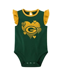Baby Girls Green, Gold Green Bay Packers Spread the Love 2-Pack Bodysuit Set