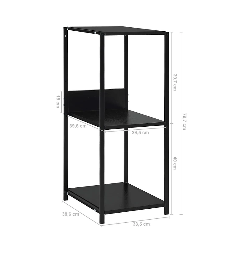 Small Straight Book Shelf Black 13.2"x15.6"x31.4" Engineered Wood