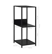 Small Straight Book Shelf Black 13.2"x15.6"x31.4" Engineered Wood