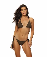 Guria Beachwear Women's Crinkle Lurex Reversible Scrunch Tie Side Bikini Bottom