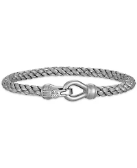 Esquire Men's Jewelry Woven Black Nylon Bracelet in Black Ip Stainless Steel, Created for Macy's
