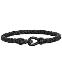 Esquire Men's Jewelry Woven Black Nylon Bracelet Ip Stainless Steel, Created for Macy's