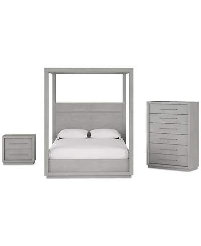 Tivie 3pc Bedroom Set (Full Canopy Bed + Chest Nightstand), Created for Macy's