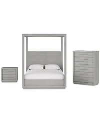 Tivie 3pc Bedroom Set (Full Canopy Bed + Chest Nightstand), Created for Macy's