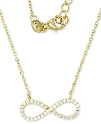 Cubic Zirconia Infinity Pendant Necklace in 14k Gold-Plated Sterling Silver, 16" + 2" extender