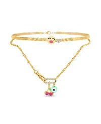 kensie Multi 2 Piece Necklace Set with Heart, Kiss Emoji, Cherry and Bead Charm Pendants