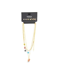 kensie Colorful Flower and Butterfly Necklace and Earring Set