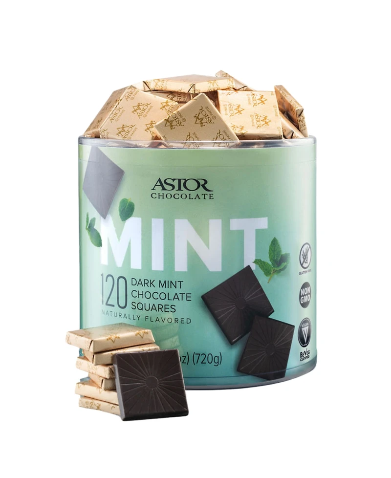 Astor Chocolate Petite Dark Mint Chocolate Squares Tub, 120 Pieces