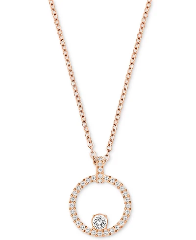 Swarovski Rose Gold-Tone Crystal Circle Pendant Necklace, 14-7/8" + 2" extender