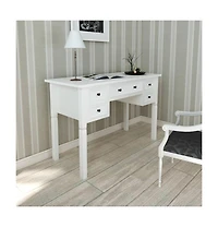 vidaXL White Writing Desk with 5 Drawers