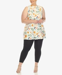 White Mark Plus Floral Sleeveless Tunic Top