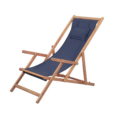 Folding Beach Chair Fabric and Wooden Frame