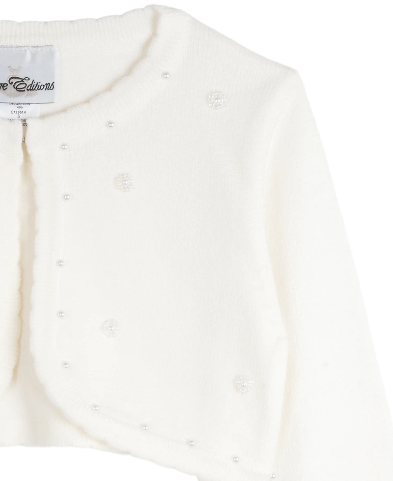 Rare Editions Toddler & Little Girls Imitation-Pearl Cardigan