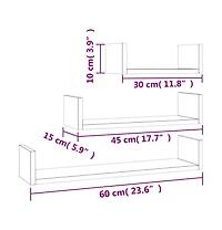 Wall Display Shelf 3 pcs Sonoma Oak Engineered Wood