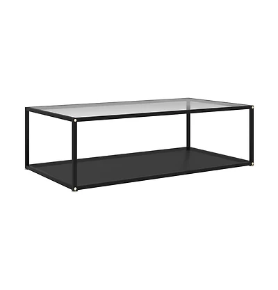 Coffee Table Transparent and Black 47.2"x23.6"x13.8" Tempered Glass