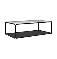 Coffee Table Transparent and Black 47.2"x23.6"x13.8" Tempered Glass