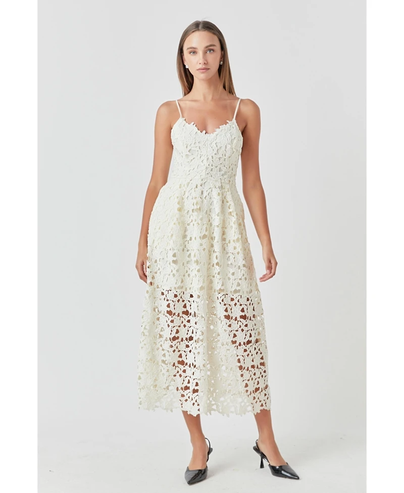 endless rose Women's Lace Cami Midi Dress