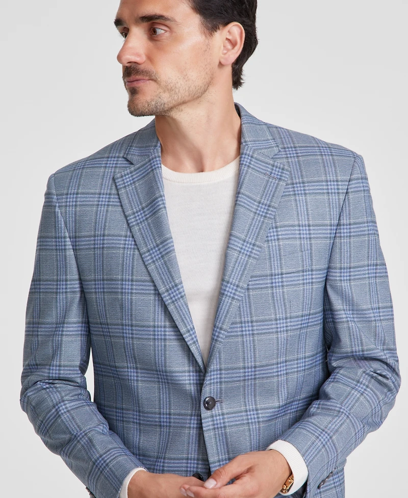 Michael Kors Men's Classic-Fit Seafoam Plaid Sport Coat