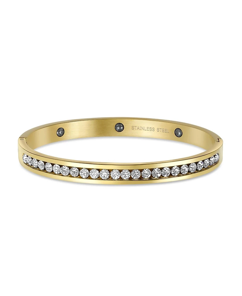 Bling Jewelry Channel Set White Cubic Zirconia Cz Stackable Bangle Bracelet Prom Stainless Steel