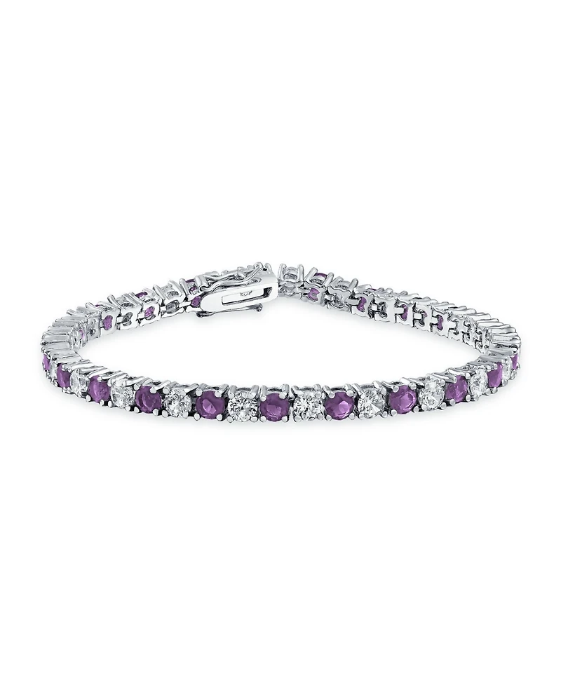 Bling Jewelry Alternating Round Cz 12CT 4 Prong Basket Set Tennis Bracelet Rhodium Plated 7.5 Inch