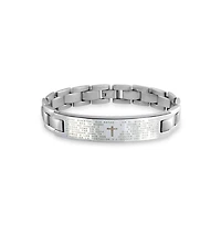 Bling Jewelry Our Lords Prayer Cross El Padre Maestro Link Wrist Id Bracelet Stainless Steel