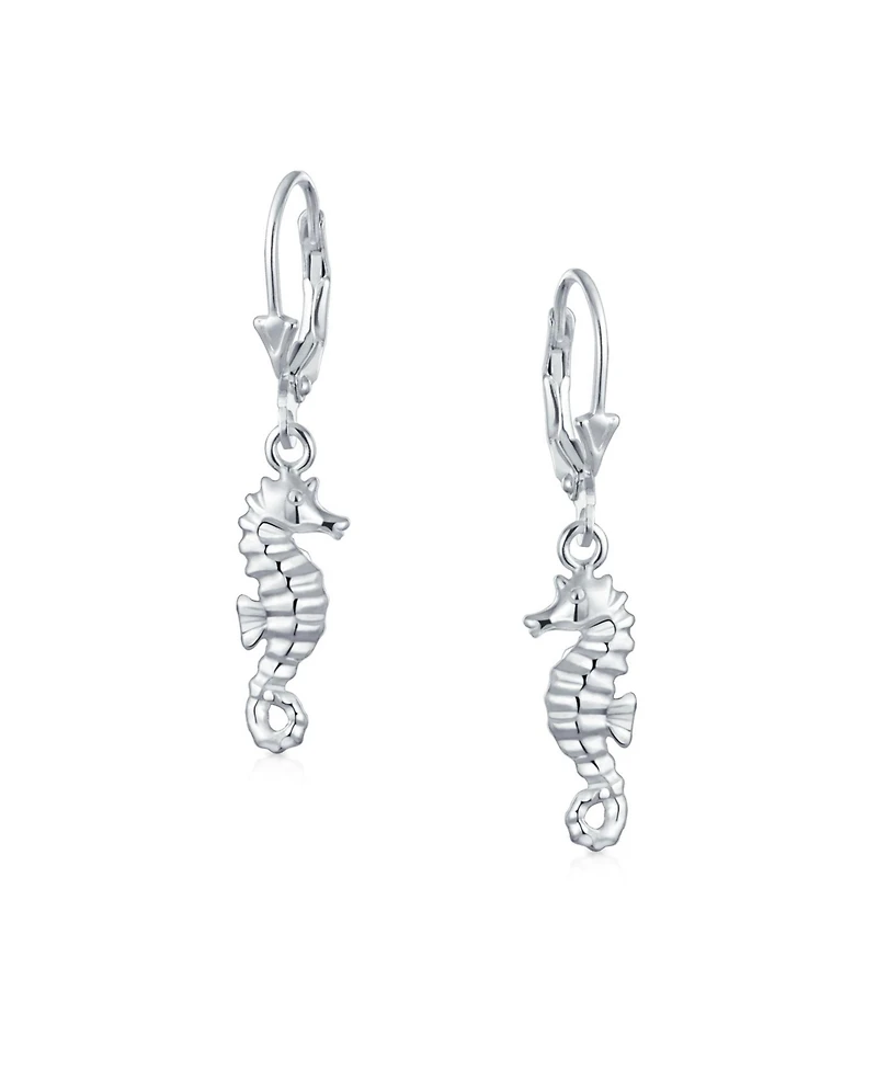Bling Jewelry Ocean Animal Nautical Beach Vacation Seahorse Dangling Earrings Sterling Silver Lever back