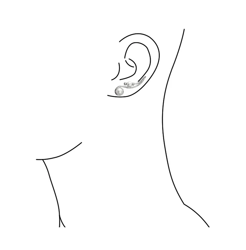 Bling Jewelry White Freshwater Pearl Ear Cuff Cartilage Climbers 14K Gold Plated Silver