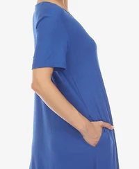 White Mark Women's Short Sleeve Midi Dress