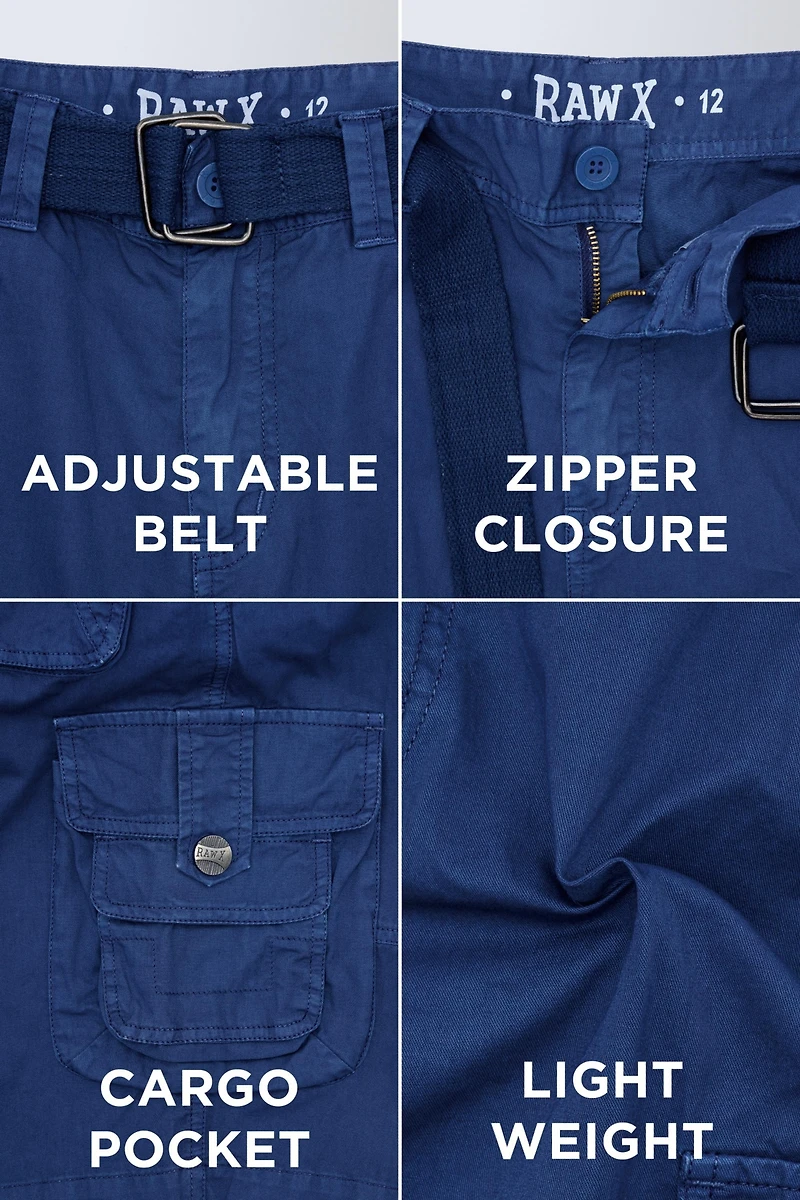 Boy's Belted Twill Cargo Shorts, 8-18